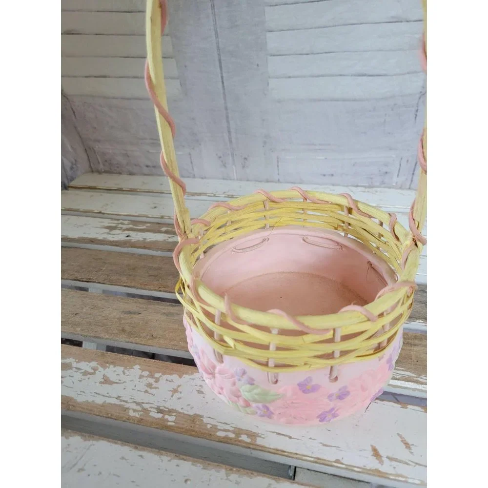 Ftd pink flower wicker basket Easter‎ spring home d